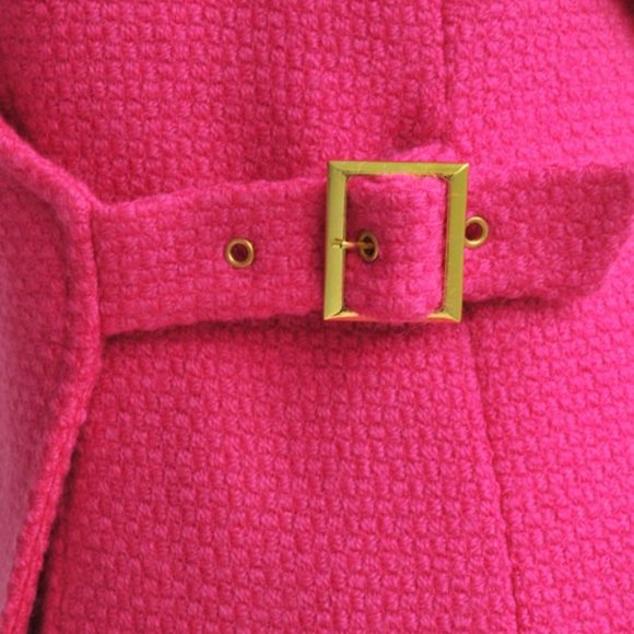 Fuchsia Pink Genuine Wool Long Jacket Blazer Coat - Picture 7 of 11